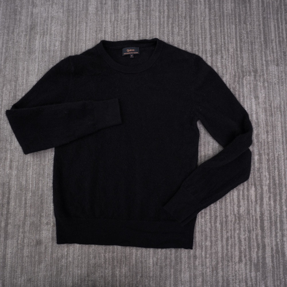 Quince Mongolian Cashmere Crewneck Sweater Women S Black Good Soft Knit